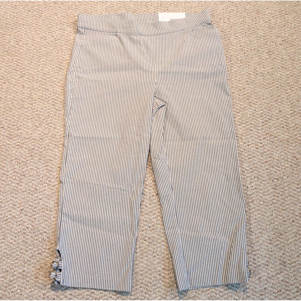 Christopher & Banks Signature Slimming Crop Pants Womens 10 Stripe Nautical